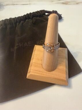 Michael Kors Rose Gold Crystal Buckle Ring